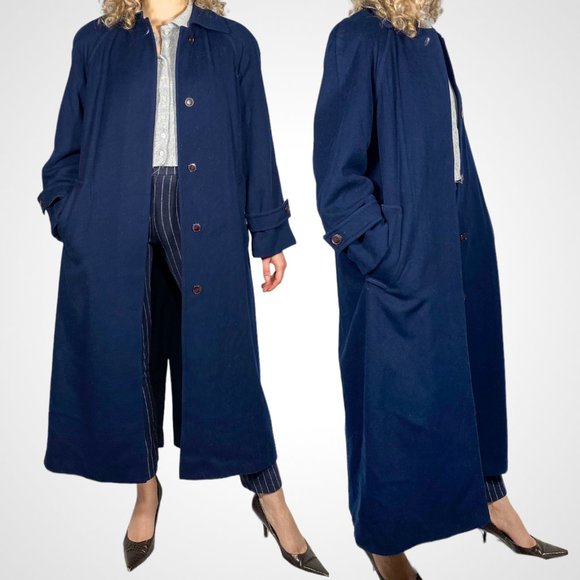 Vintage 80's Evan Picone Wool Trench Coat - Picture 2 of 4